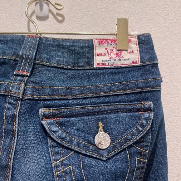 Y2K Vintage True Religion Billy Jeans Mid Rise Straight Leg Dark Blue 24 MINT - Picture 9 of 11